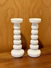 Set of 2 Vintage Anchor Hocking 8” Milk Glass Candle Holder MCM Mid Century
