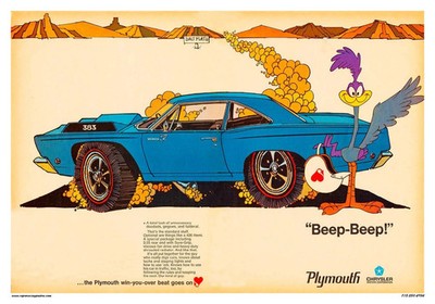 Plymouth Beep Beep Road Runner POSTER 24 X 36 Inches SWEET!