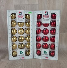 Vtg Glass Christmas Ornaments Gold Red Made in USA Lot of 2 Classic Holiday Time