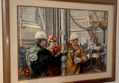 20th C. Oil & Gas Petroleum Engineering Masterwork 1983 North Sea Brae Alpha Rig