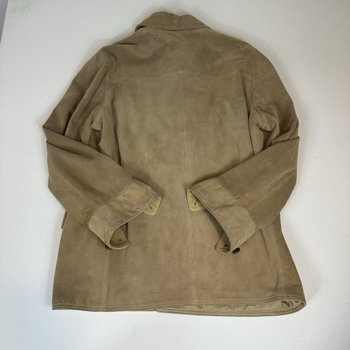 EXPRESS 100% Suede Leather Chore Barn Coat Jacket Camel Heavyweight Mens Large - Picture 3 of 8