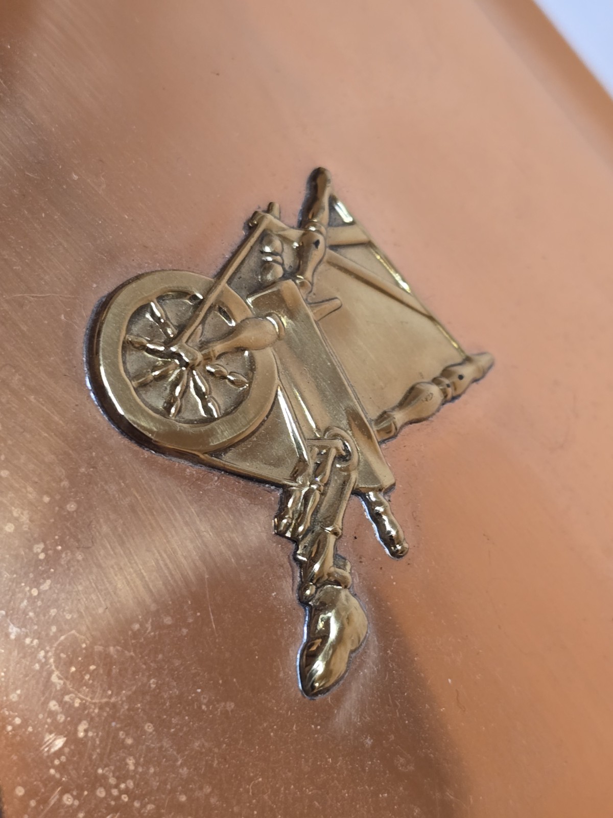 Vtg Coppercraft Guild Copper Silent Butler Ashtray USA Wood Handle Cottagecore