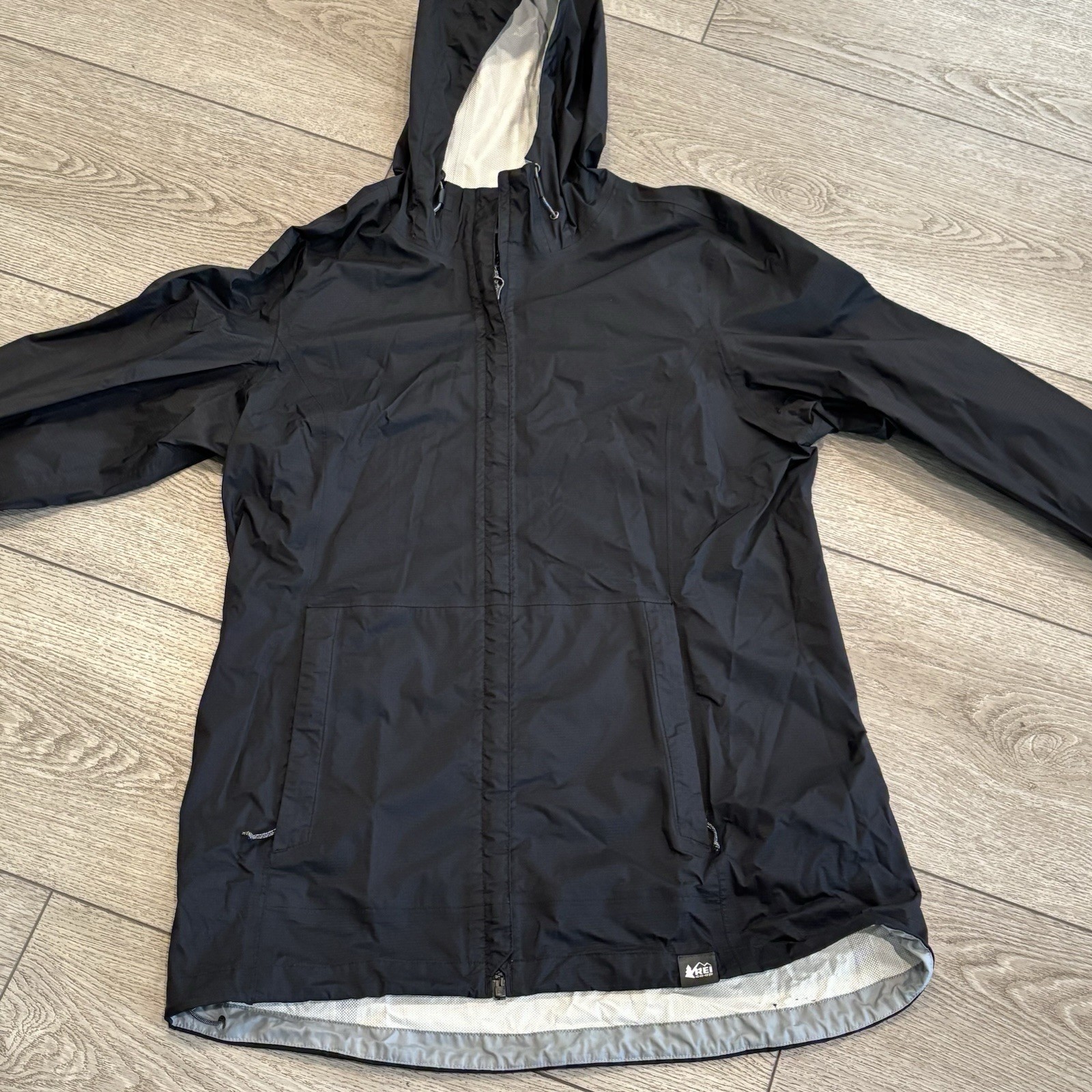 REI Co-op Rain Jacket Women’s Medium Black Outdoors Hiking Casual Winter