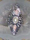 925 Pink Opal And Cultured Pearl Filigree Ring Size 8 — photo 1