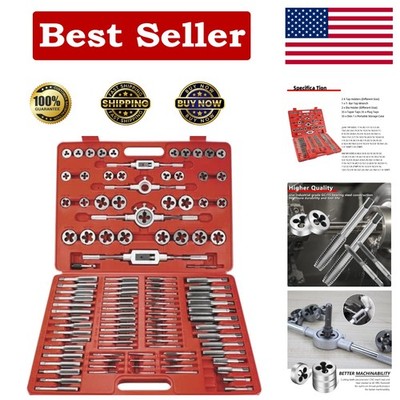 WAKUKA 110 Piece Tap and Die Set（SAE&METRIC）Threading Tool Set With Storage C...