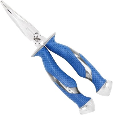 CUDA 8.5'' Bent Needle Nose Pliers | Durable Steel Titanium Bonded Blue 