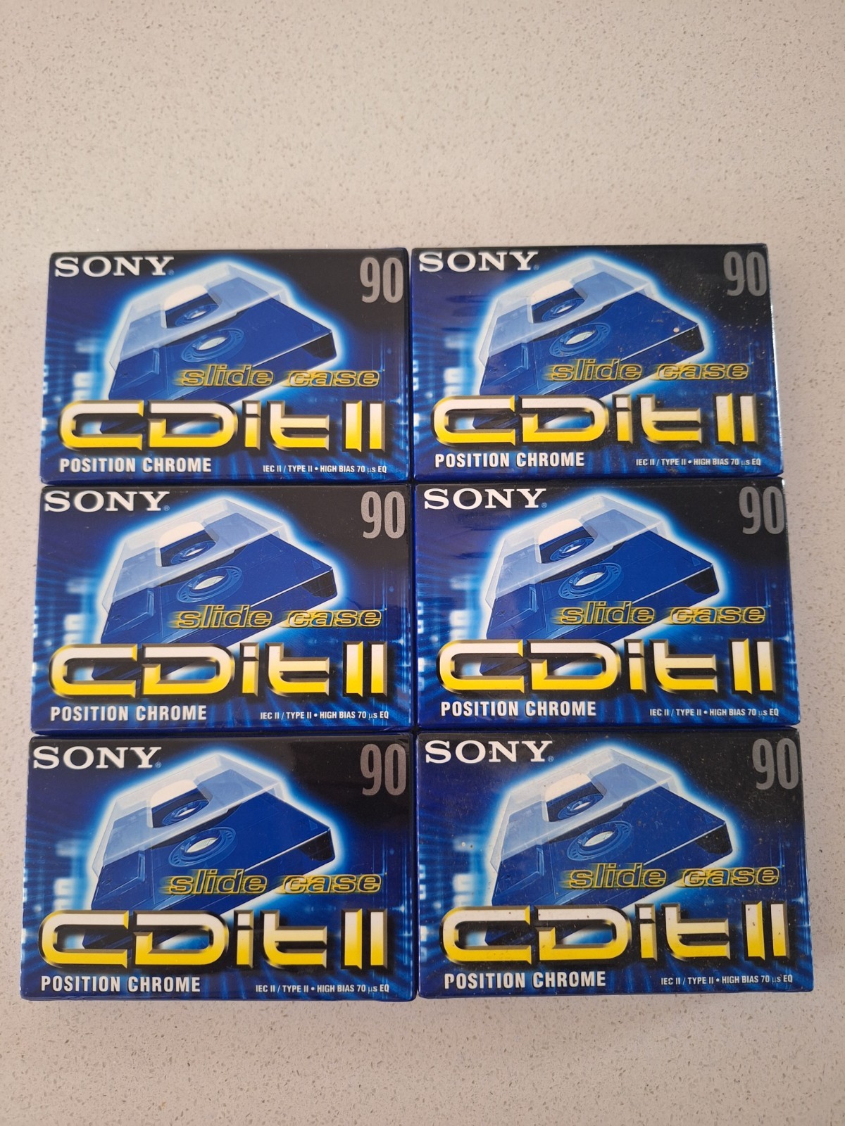 6x Sony CDit II 90 Cassette Tapes Type II Chrome Blank Sealed Bundle