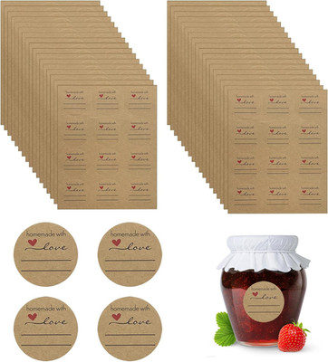 Kraftpapier Aufkleber (420 Stück), Marmeladen Etiketten, EIN Blatt mit 12 Etiket