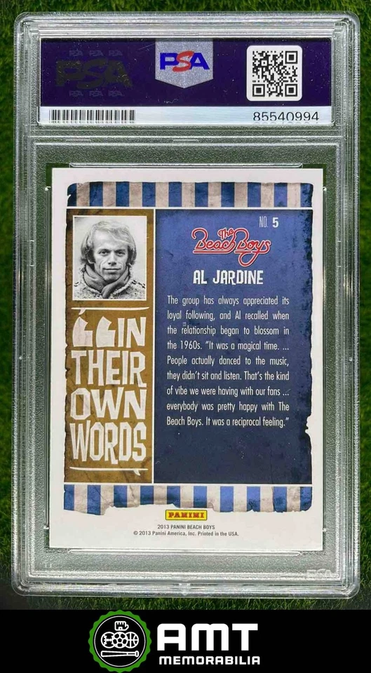 85540994 2013 Panini The Beach Boys #5 Al Jardine Own Words Signed Auto PSA AUTH - Image 2 of 3