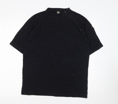 AID Herren T-Shirt schwarz XL kurzarm Baumwolle Stehkragen