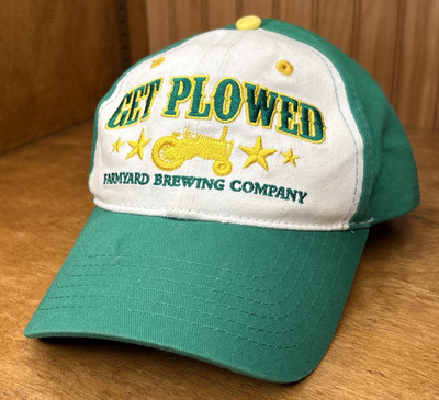Farmyard Brewing Company Get Plowed Hat Cap Adj John Deere Green Tractor Brewery