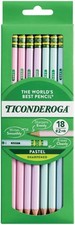Ticonderoga Wooden Pencils, Pre-Sharpened, 2 HB Soft, Pastel Colors, 18 Count