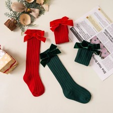 New Sweet Baby Knee High Long Sock Cotton Red Kids Red Socks Breathable Casual B
