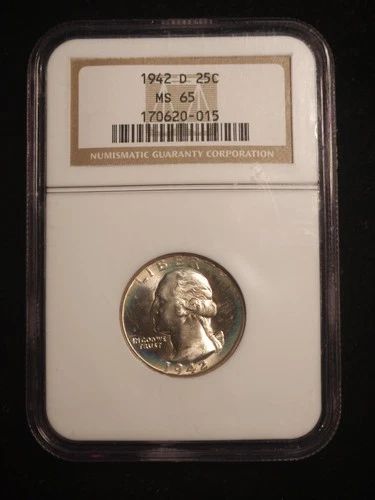 1942-D 25c Washington Quarter NGC MS65 Nice Color