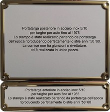 Coppia Portatarga Cornice IN ACCIAIO INOX per targhe d epoca storiche fino 1975