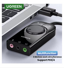 UGREEN USB Sound Card 3.5mm Audio Adapter for Laptop PS5/PS4