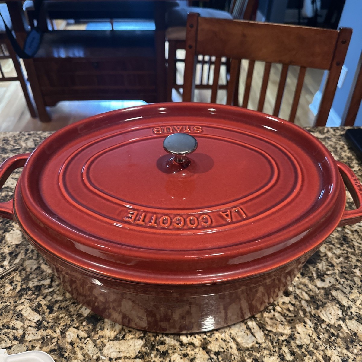 Staub La Cocotte - 8 Qt. Oval Red Enamel Cast Iron Pot/Dutch Oven