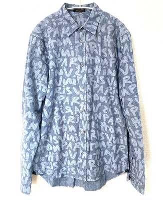 LOUIS VUITTON STEPHEN SPROUSE Graffiti Button Up Shirt Size L