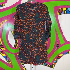 Attention, Fun Animal Print Shirt Dress, Long Sleeves. Size Small.