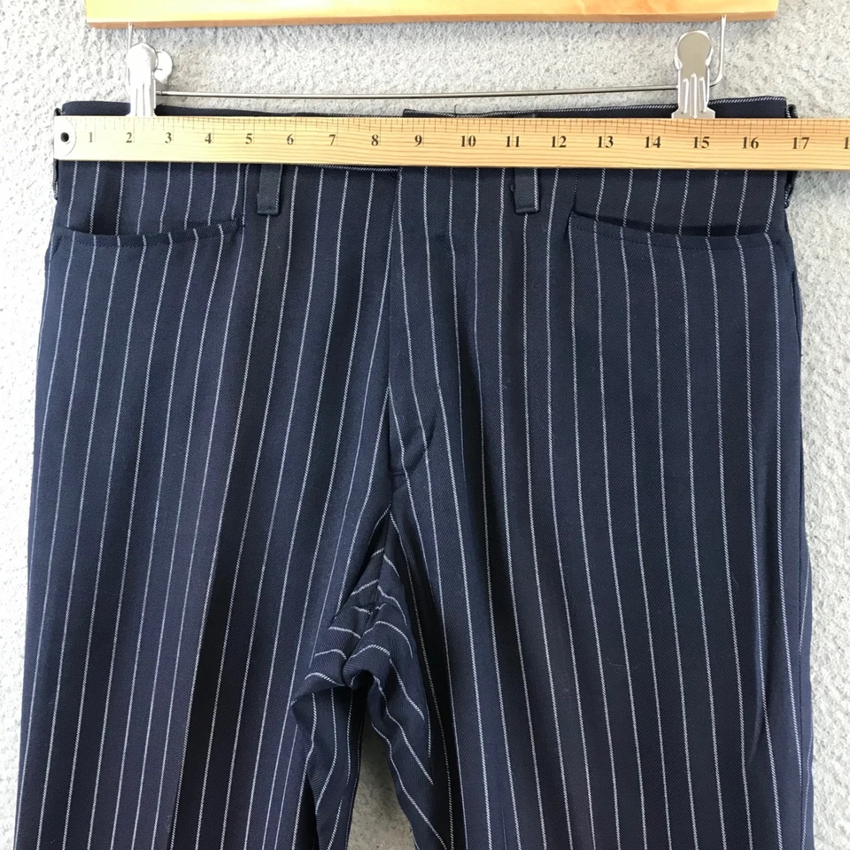 Pantalón de vestir Lee Leisures vintage años 70 a rayas azul frente plano pantalones informales 34 Foto 4 de 4