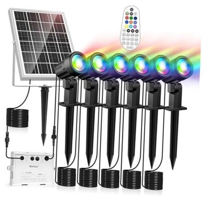 Solar Spot Lights Outdoor Color Changing Solar Landscape Lighting RGB 6 in 1