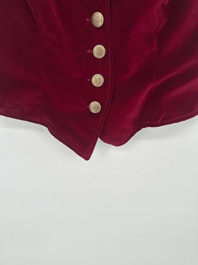 Chaleco De Colección Hopeless Romántico Terciopelo Aplastado Botón Grande Romántico Y2K Años 90 Grunge Foto 3 de 4