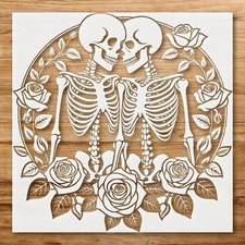 Whimsical Love Skeletons DIY Crafts Stencil for Unique Artistic Expression - …
