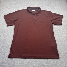 Columbia Shirt Mens Large Polo Short Sleeve Burgundy Omni-Shade Spell Out Logo