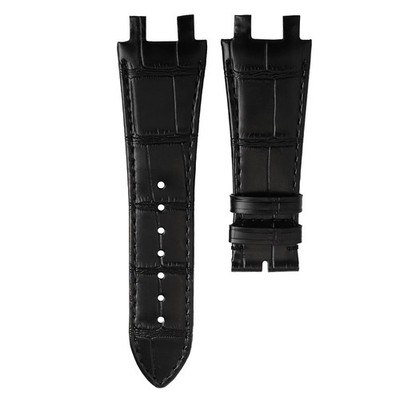 Luxury Black Leather Watch Strap for Ulysse Nardin Blast 43mm Biconvex Belt