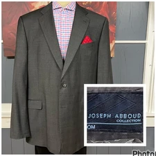 Joseph Abboud Custom Suit Top Blazer Jacket Mens 48-Extra Long Wool Charcoal