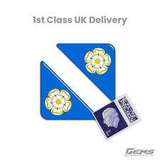 2 x Yorkshire Rose 55mm Number Plate Stickers Super Shiny Domed Resin Finish