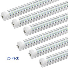 25 Pack T8 8FT LED Tube Light Bulbs 72W V-Shape 8FT LED Shop Light Fixture 6500K