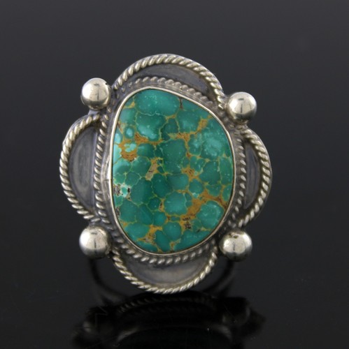 Old Pawn Navajo Native American Sterling Silver Turquoise Ring size 9.25 12.7g - Picture 1 of 8