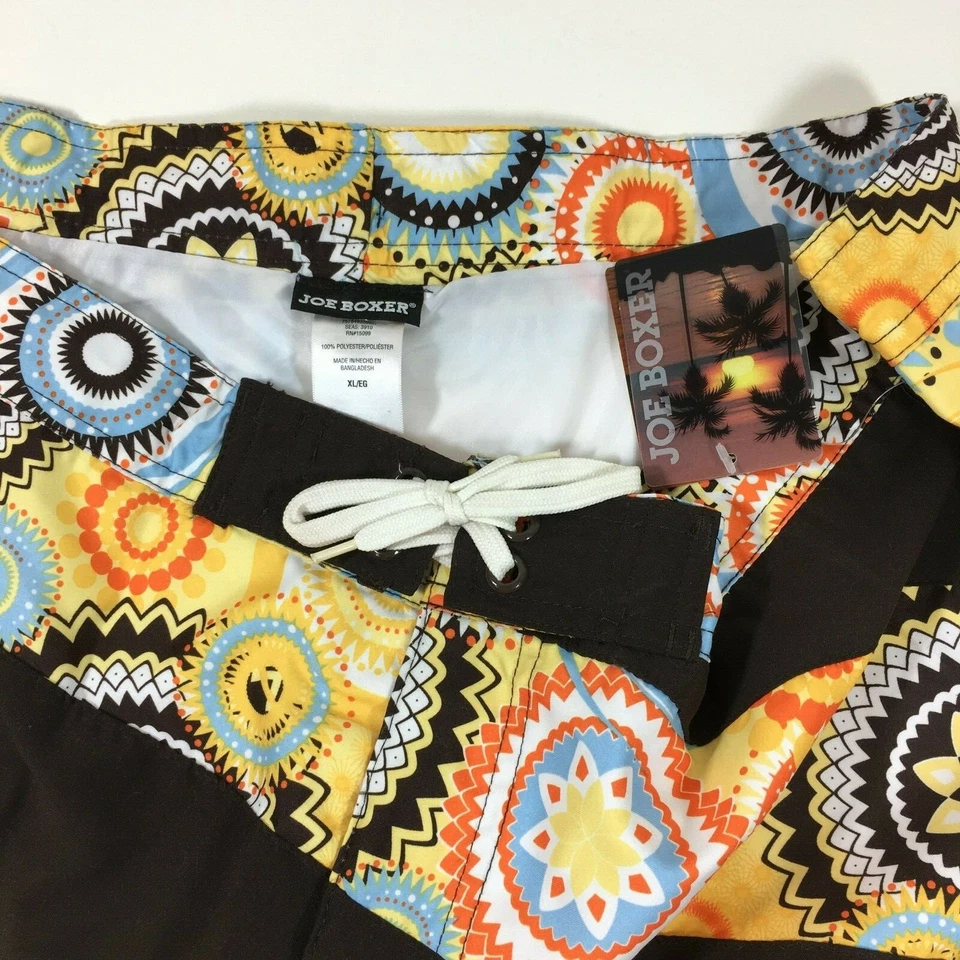 Pantalones Cortos de Natación JOE BOXER Marrón Amarillo Azul Floral Remolino Playa Para Hombre XL NUEVOS CON ETIQUETAS Foto 3 de 4