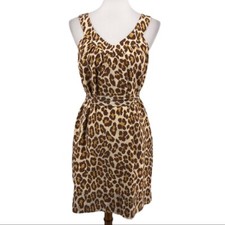 Women's Marc By Marc Jacobs Brown Yellow Cream Biscotti Leopard Print Silk Ca...
