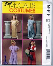 McCalls M4949 CHILD 2 3 4 5 Roman Gypsy Costume Pattern Uncut / Vintage 2005 