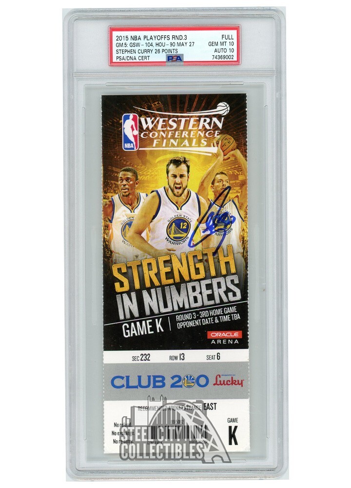 Stephen Curry Autographed 2015 WCF Round 3 Game 5 Ticket PSA 10 PSA/DNA 10