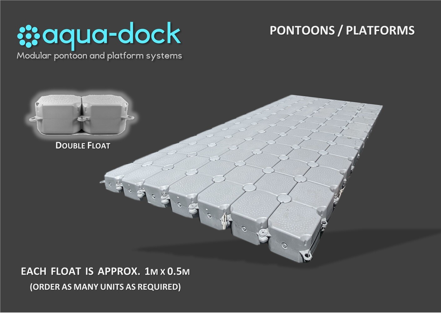 AQUA-DOCK 3m x 2m Modular Floating Pontoon / Raft (incl. handrails ...
