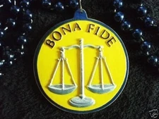 "BONA FIDE" LAWYER SCALES of JUSTICE MARDI GRAS NECKLACE BEAD ATTORNEY (B617)