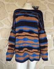 Pull bleu et marron avec laine marque Mat Fashion (jr)