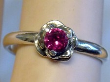 Red Lab Ruby Size 7 Ring 925 Sterling Silver 0.25ct Small Flower USA Made