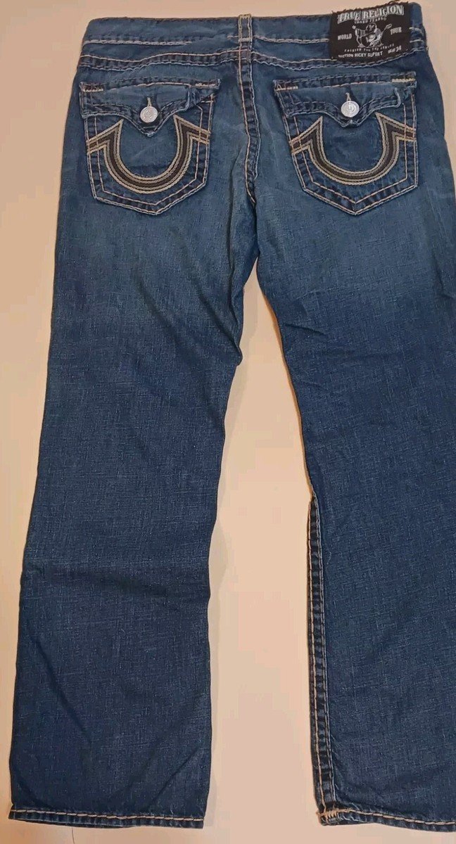 True Religion Ricky Super T Rope Stitch Straight Leg Jeans 38 SEC