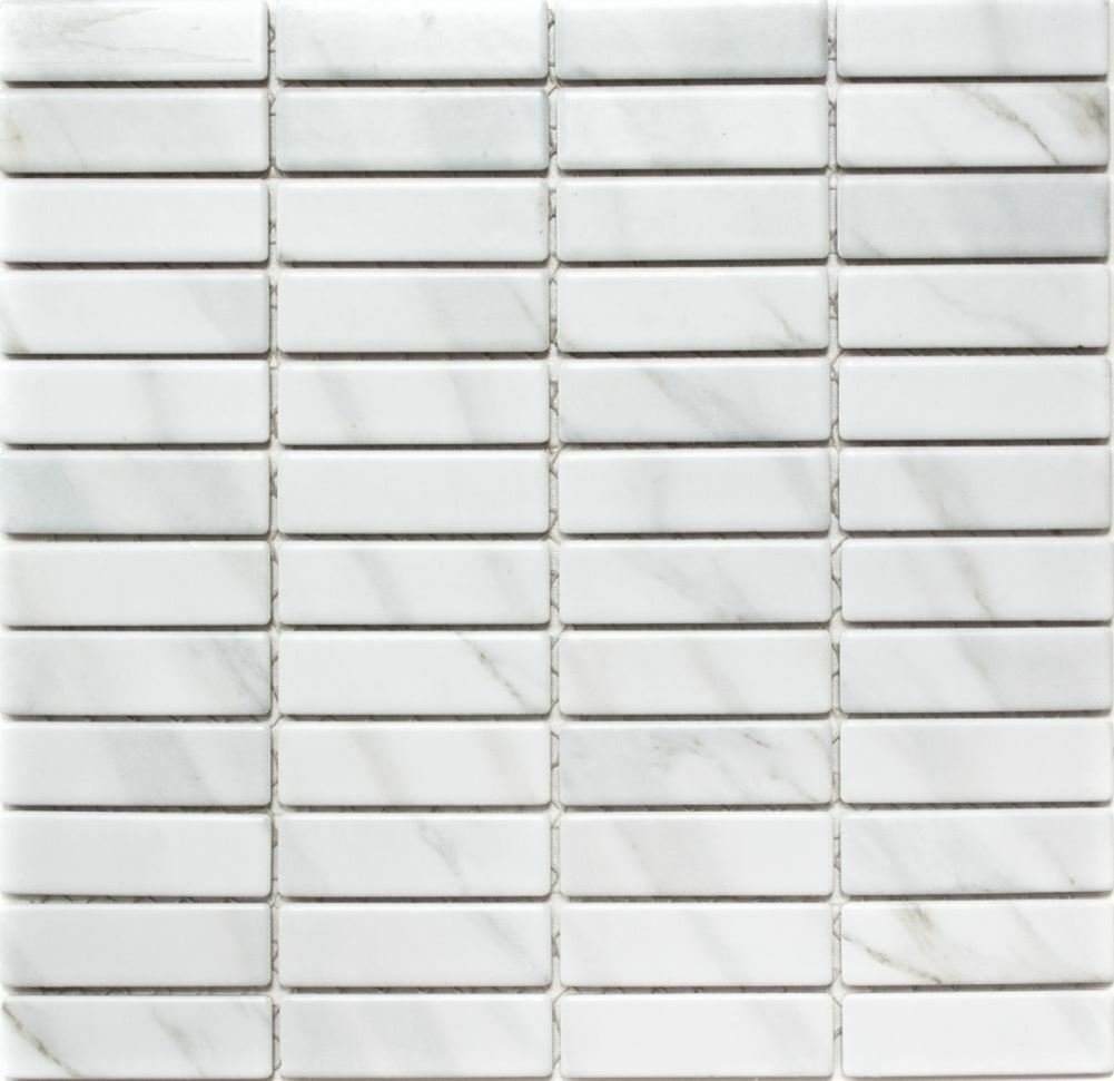 Carreaux De Mosaïque En Céramique Blanc Mat Carrara Pour Salle De Bain Et Douche - 48x48mm