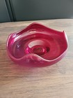 Vintage MCM Viking Epic Ruby Red Art Glass Bowl Scalloped Edge 6”