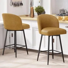 Counter Height Bar Stools Set of 2,Barstools with High Back and Metal Legs