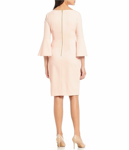 Neu Glockenärmel Calvin Etiketten Kreppkleid Blütenrosa Exquisit Mit Klein vFqwxT5a