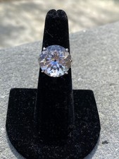 Sterling Silver Ring with Large Smoky Quartz Stone, Prong Setting, Size 6