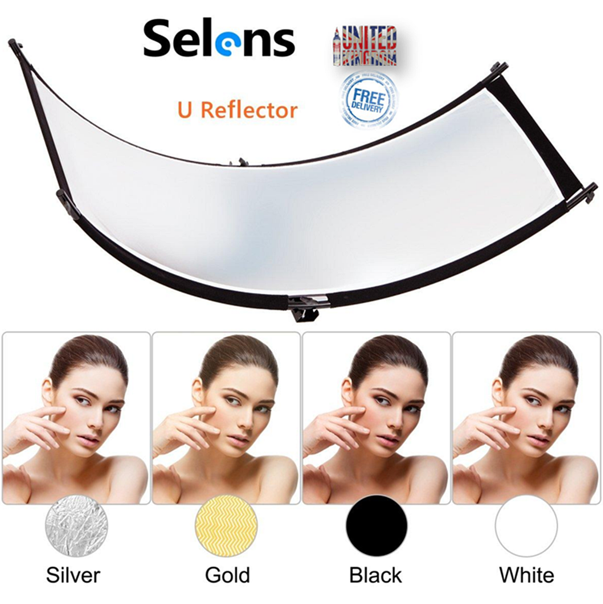 Selens 4in1 Clamshell Photography Light Reflector Diffuser Kit U