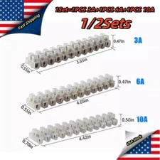 3/6PCS 12Way Connector Strip 3A+6A+10A Electrical Wire Terminal Block Connection