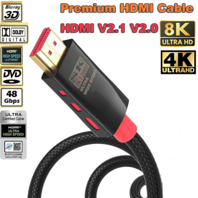 Premium HDMI 2.1 Cable 8K 4K HDMI 2.0 High Speed Ethernet HEC ARC XBOX PS4 